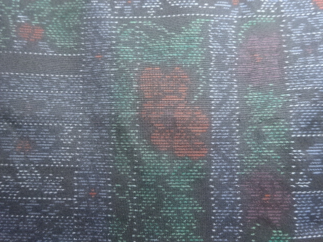 \JAPANESE KIMONO / ANTIQUE KIMONO / SILK / DORO OSHIMA TSUMUGI / WOVEN FLORAL SARASA